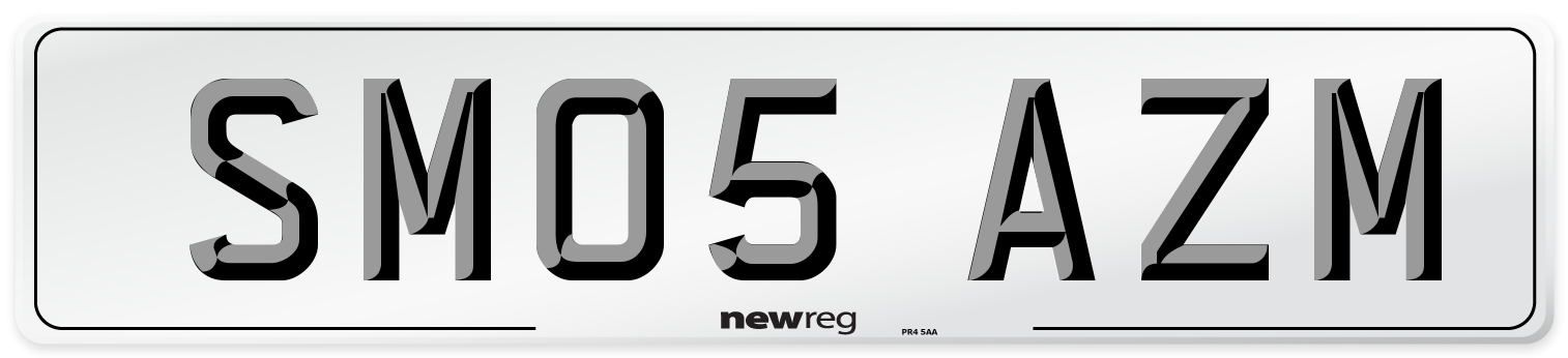 SM05 AZM Number Plate from New Reg